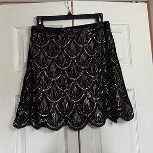 Blue Rain Midnight Black Sequin Skirt size M